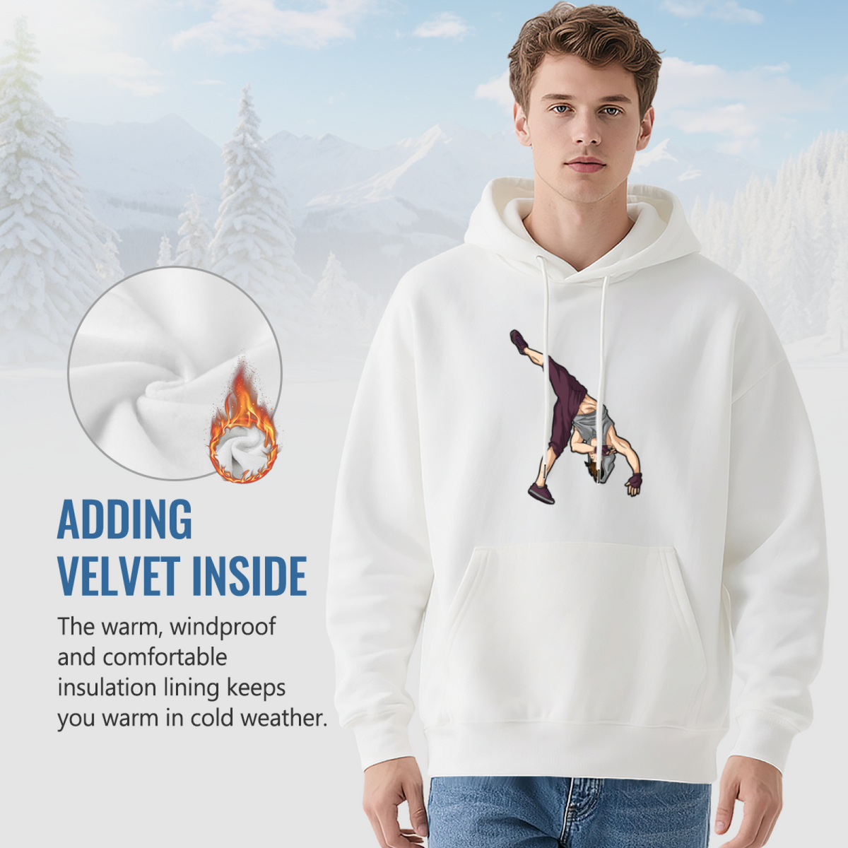 Streetwear Hoodie - Cartoon Illustration Breakdancer