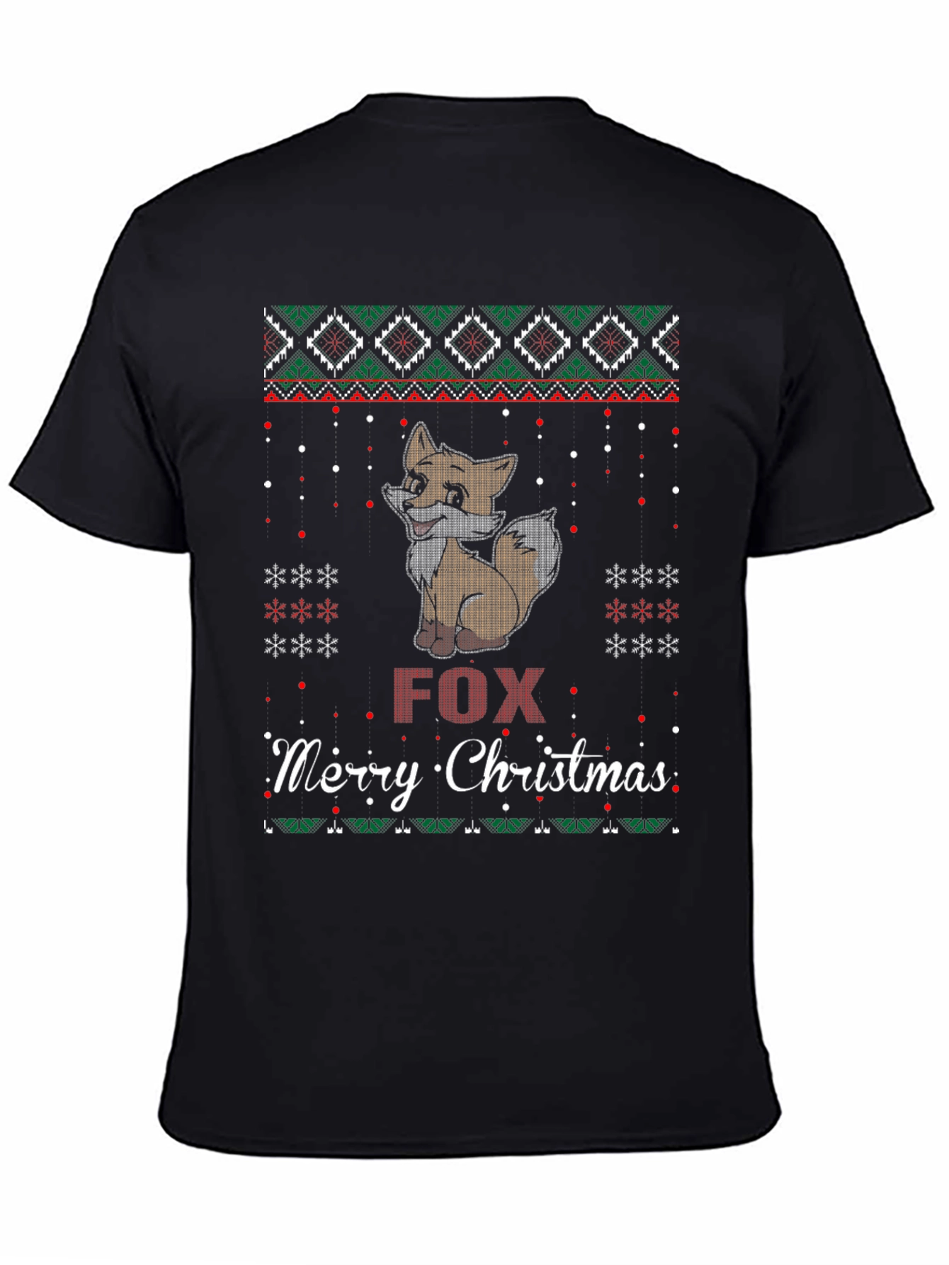 Fox Merry Christmas Graphic T-Shirt