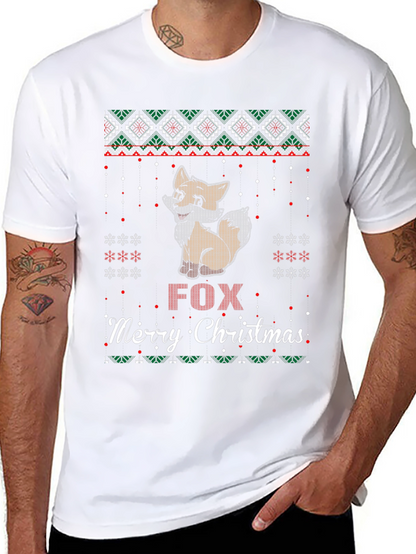 Fox Merry Christmas Graphic T-Shirt