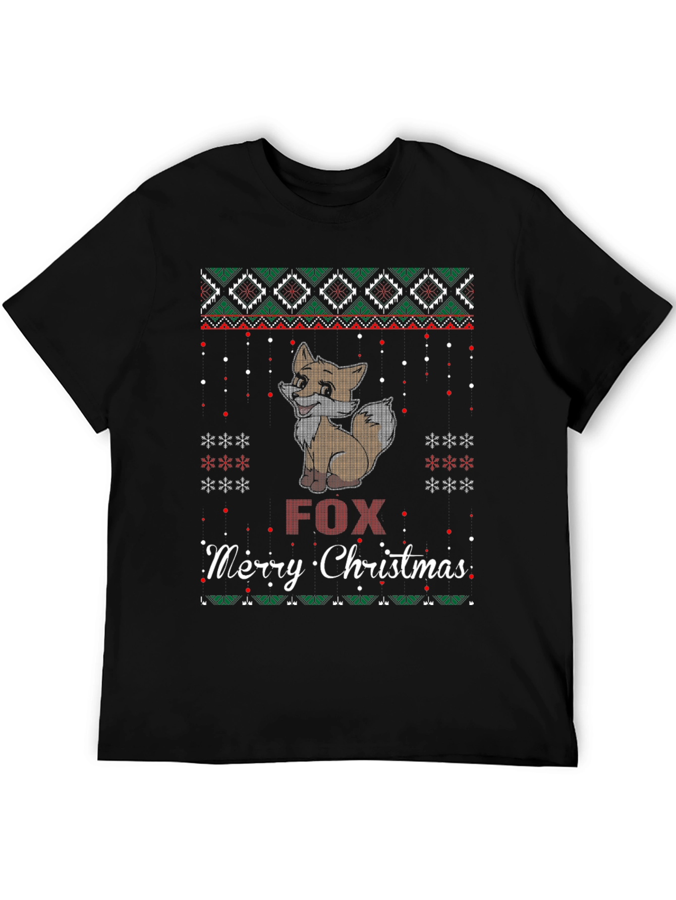Fox Merry Christmas Graphic T-Shirt