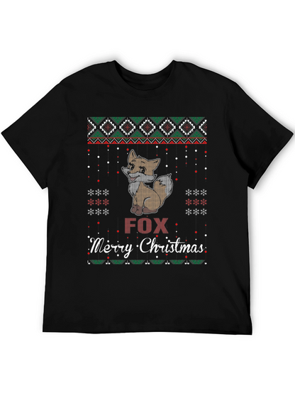 Fox Merry Christmas Graphic T-Shirt