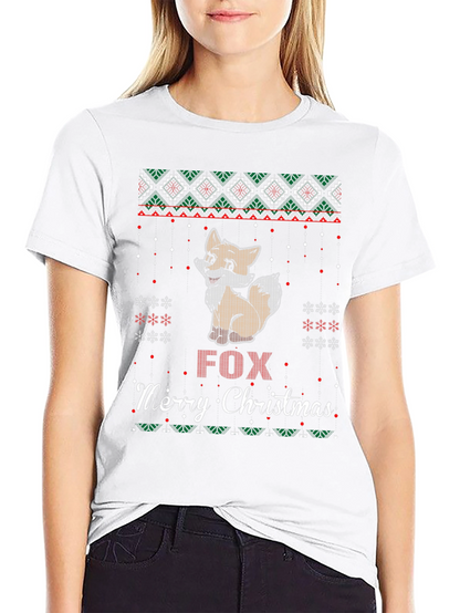 Fox Merry Christmas Graphic T-Shirt