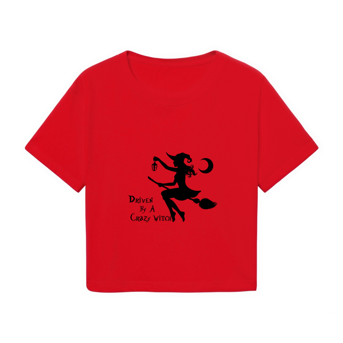 Driven By A Crazy Witch Spooky Halloween Cropped T?Shirt