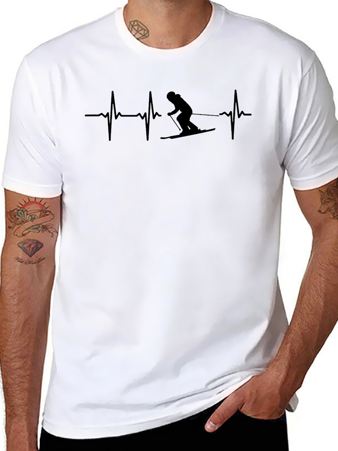 Skiing Heartbeat T-Shirt - Active Life Design