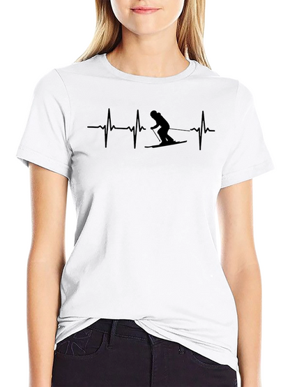 Skiing Heartbeat T-Shirt - Active Life Design