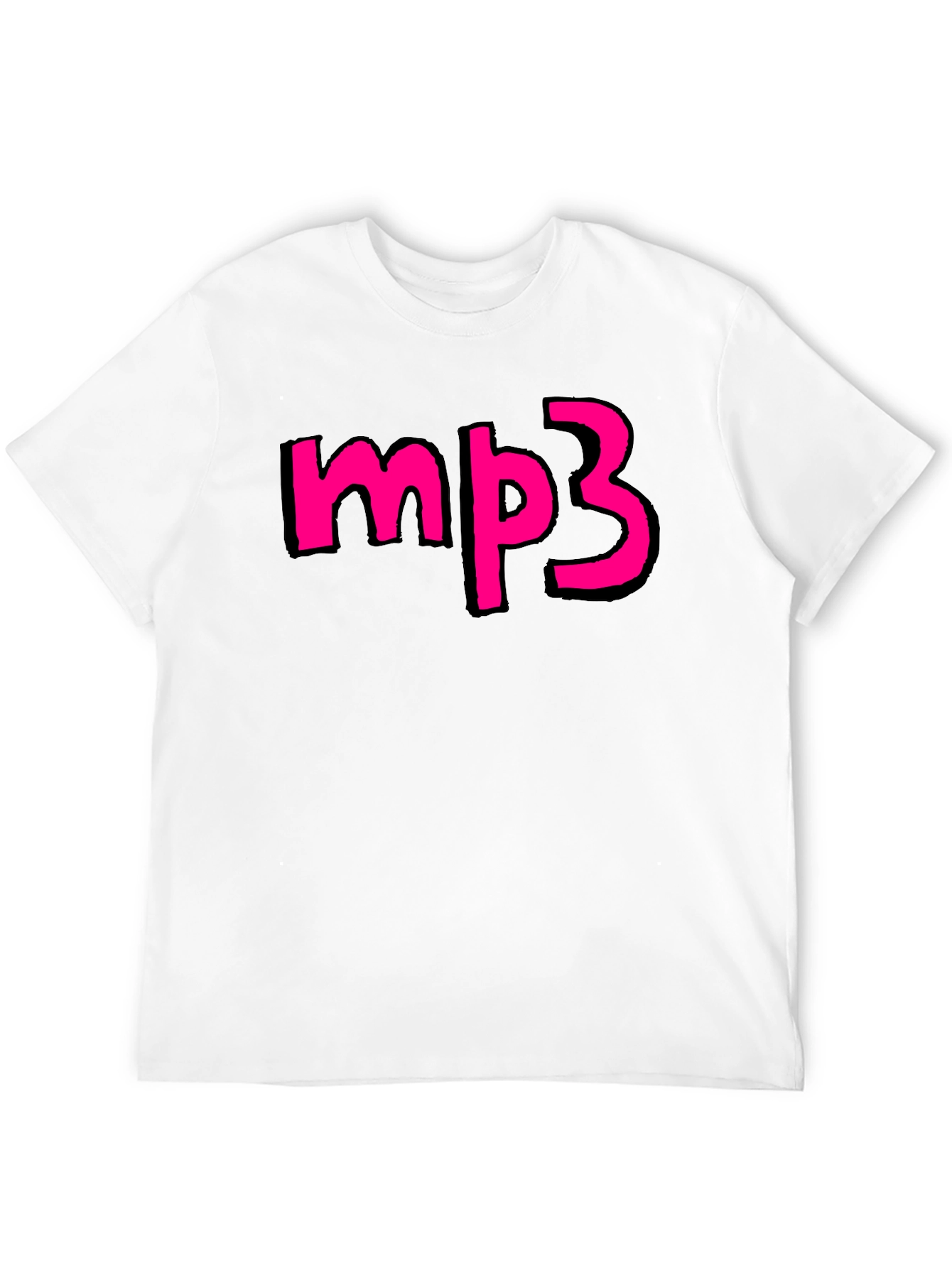 Mens Black T-shirt with Pink mp3 Graphic