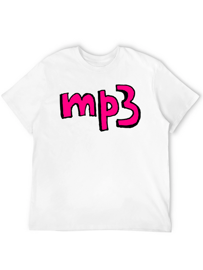 Mens Black T-shirt with Pink mp3 Graphic