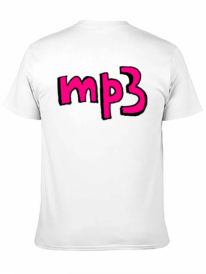 Mens Black T-shirt with Pink mp3 Graphic