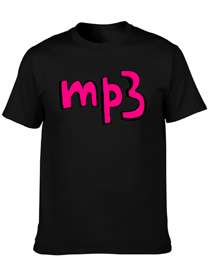 Mens Black T-shirt with Pink mp3 Graphic