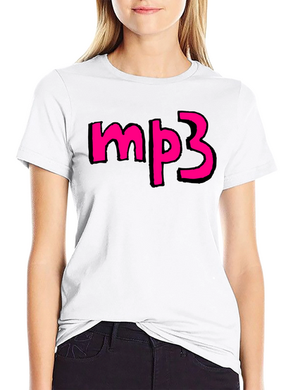 Mens Black T-shirt with Pink mp3 Graphic