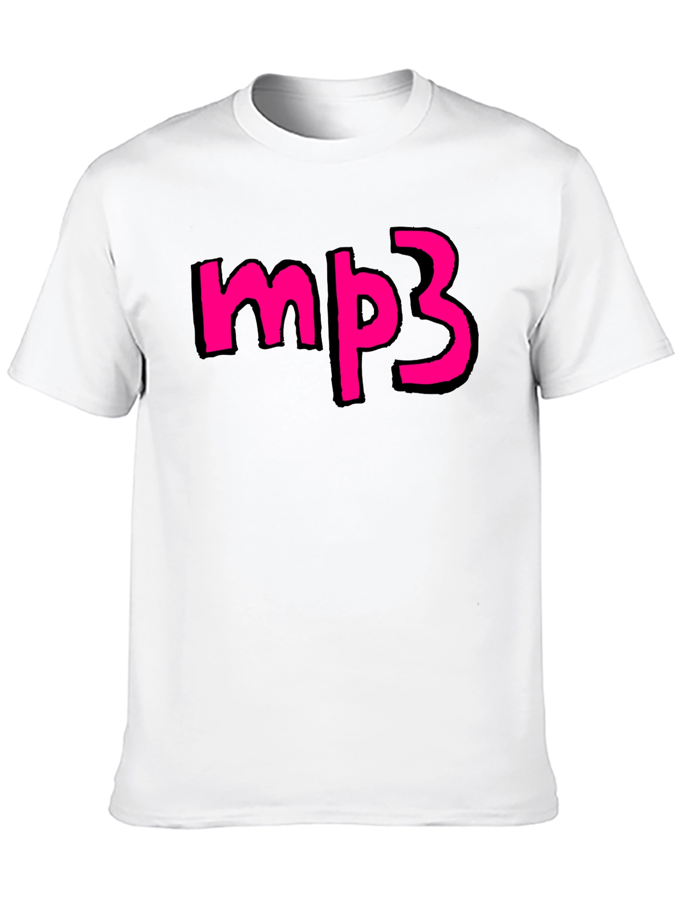 Mens Black T-shirt with Pink mp3 Graphic