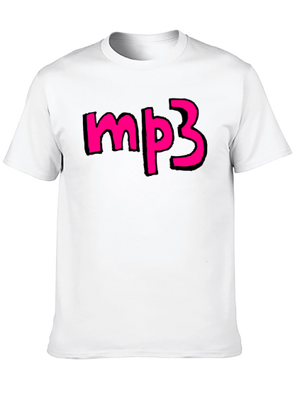 Mens Black T-shirt with Pink mp3 Graphic
