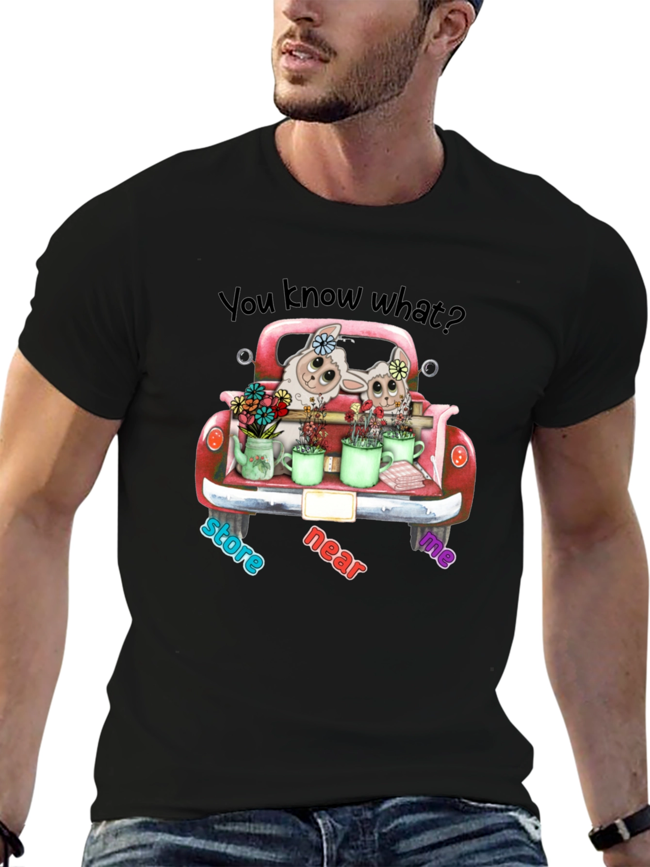 Cute Lambs in Truck T-Shirt