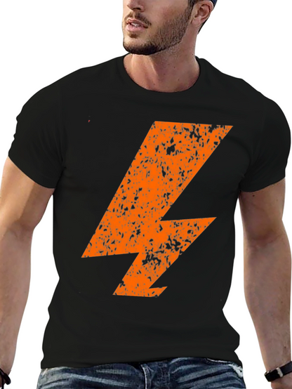 Distressed Orange Lightning Bolt Black T-Shirt