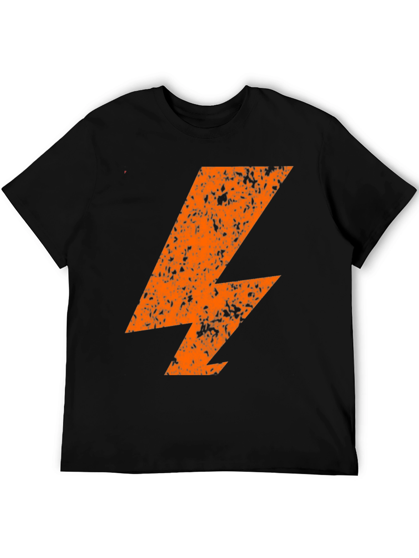 Distressed Orange Lightning Bolt Black T-Shirt