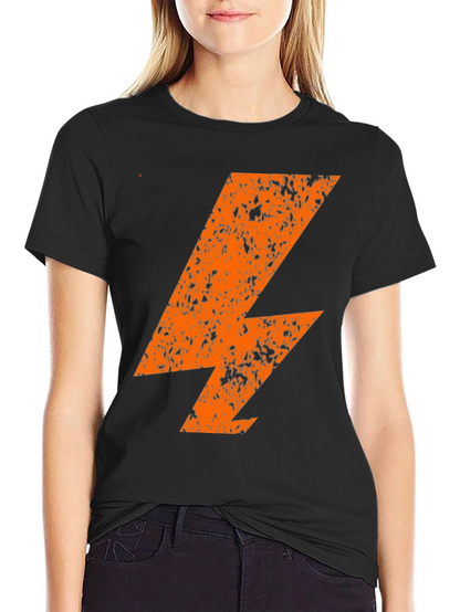 Distressed Orange Lightning Bolt Black T-Shirt