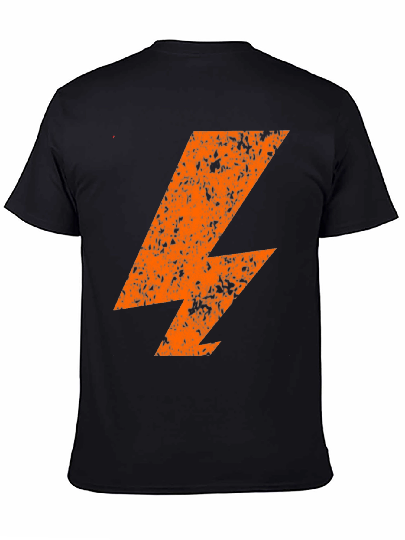 Distressed Orange Lightning Bolt Black T-Shirt