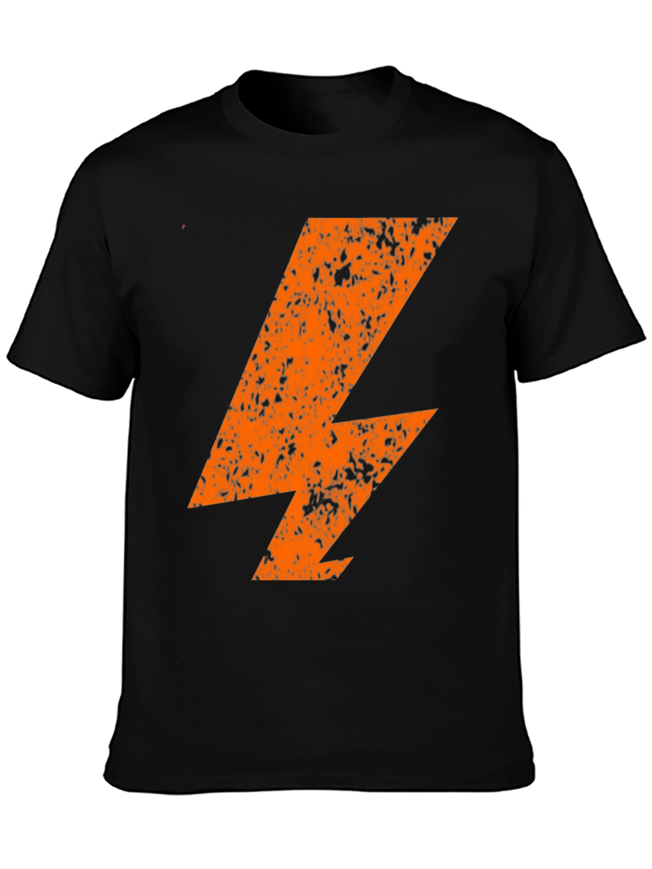 Distressed Orange Lightning Bolt Black T-Shirt