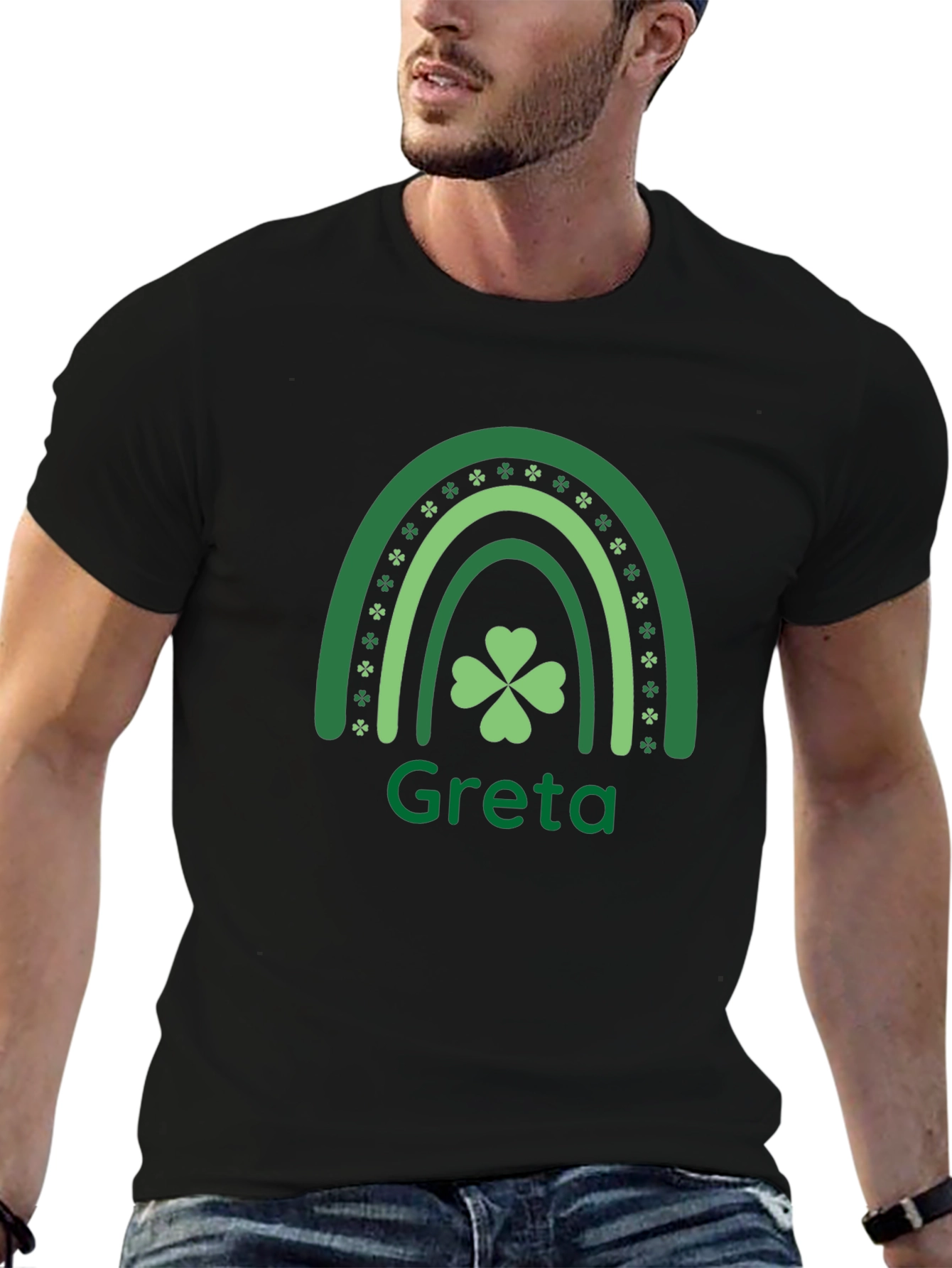 Greta St. Patricks Day Shamrock Rainbow T-Shirt