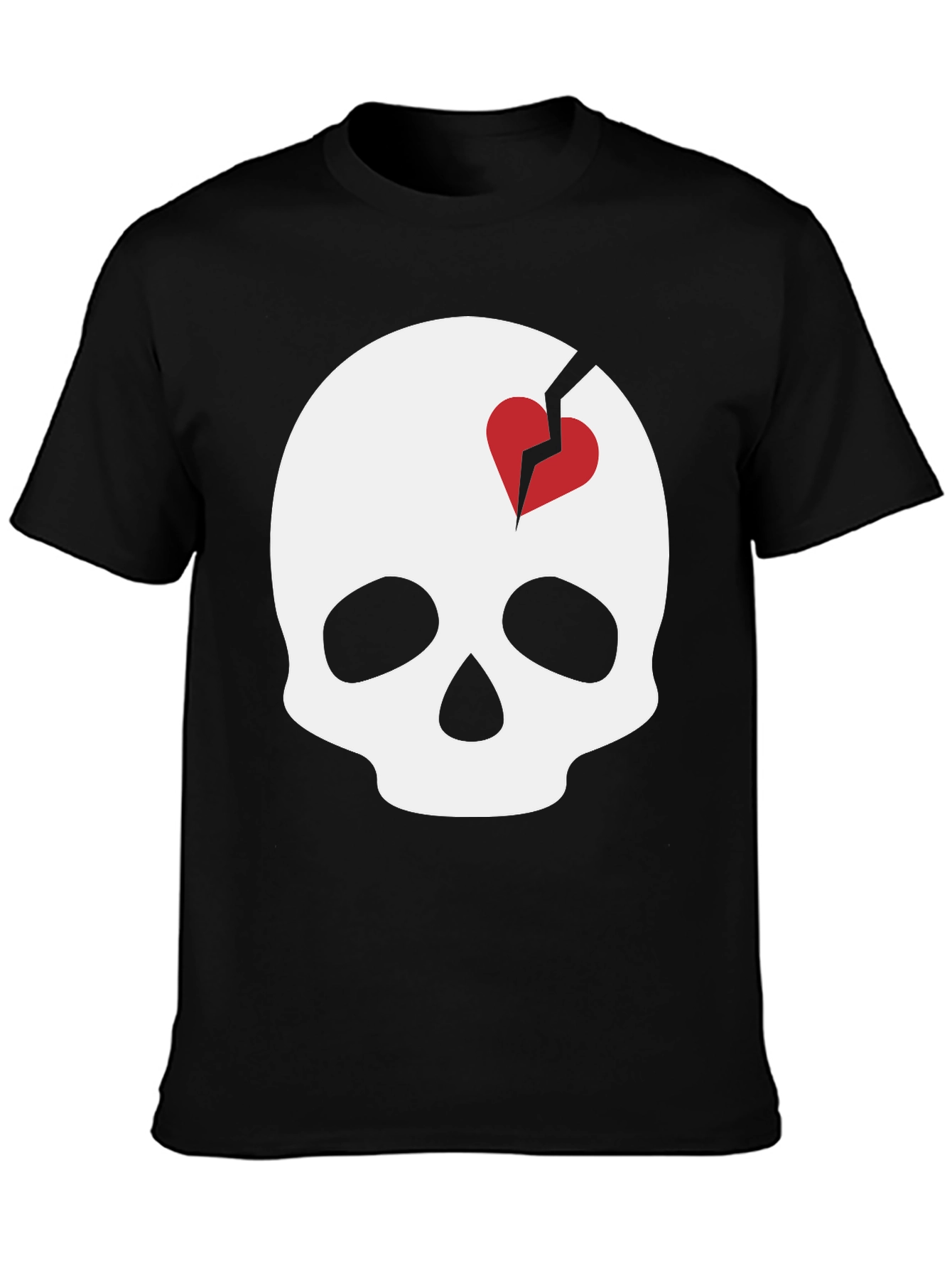 Skull with Broken Heart Graphic T-Shirt
