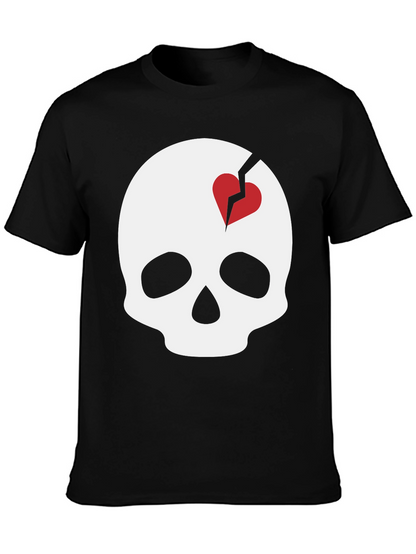 Skull with Broken Heart Graphic T-Shirt