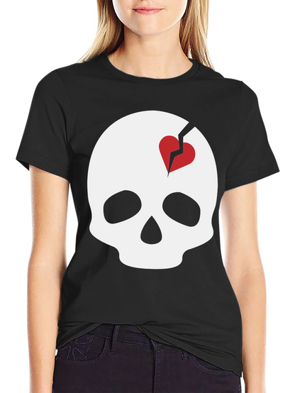Skull with Broken Heart Graphic T-Shirt