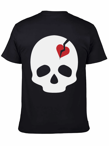 Skull with Broken Heart Graphic T-Shirt