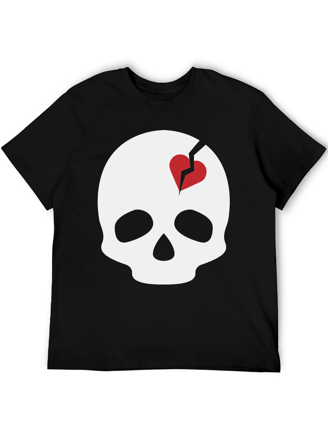 Skull with Broken Heart Graphic T-Shirt