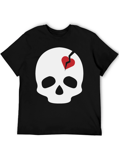 Skull with Broken Heart Graphic T-Shirt