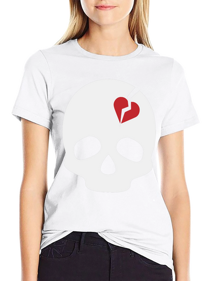 Skull with Broken Heart Graphic T-Shirt