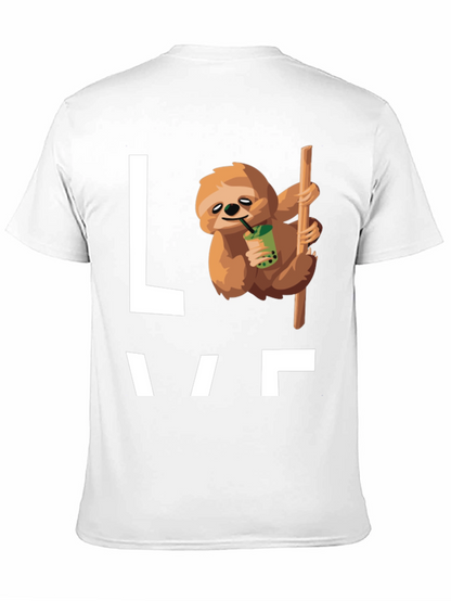 Sloth Bubble Tea Graphic T-Shirt - Mens Black Tee