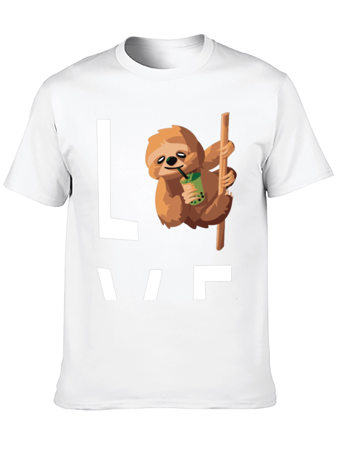 Sloth Bubble Tea Graphic T-Shirt - Mens Black Tee
