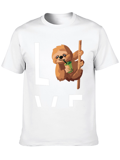 Sloth Bubble Tea Graphic T-Shirt - Mens Black Tee