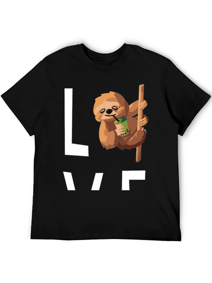 Sloth Bubble Tea Graphic T-Shirt - Mens Black Tee