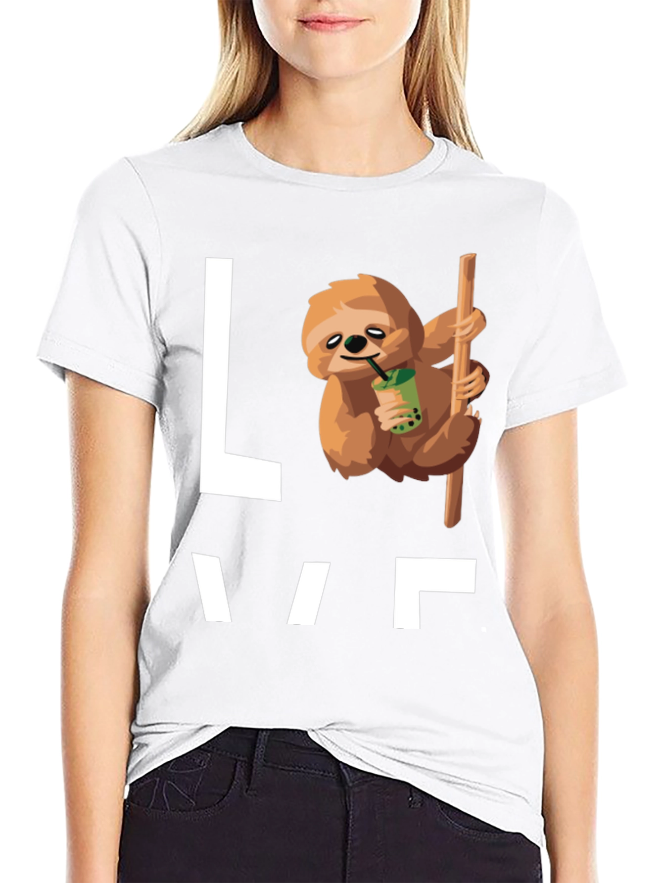 Sloth Bubble Tea Graphic T-Shirt - Mens Black Tee