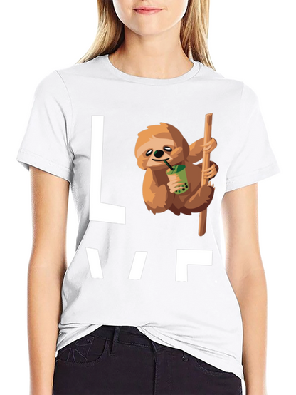 Sloth Bubble Tea Graphic T-Shirt - Mens Black Tee