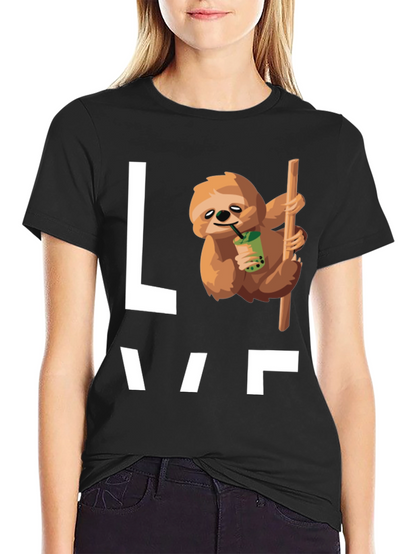 Sloth Bubble Tea Graphic T-Shirt - Mens Black Tee