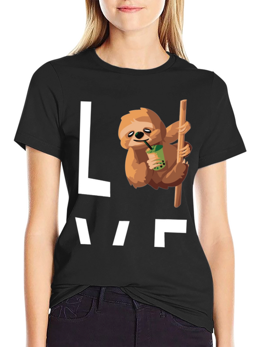 Sloth Bubble Tea Graphic T-Shirt - Mens Black Tee