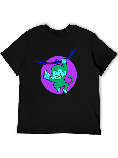 Funny Monkey on Branch Black T-Shirt
