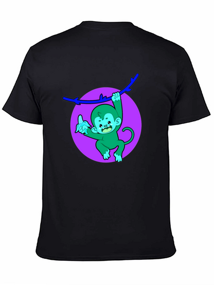 Funny Monkey on Branch Black T-Shirt