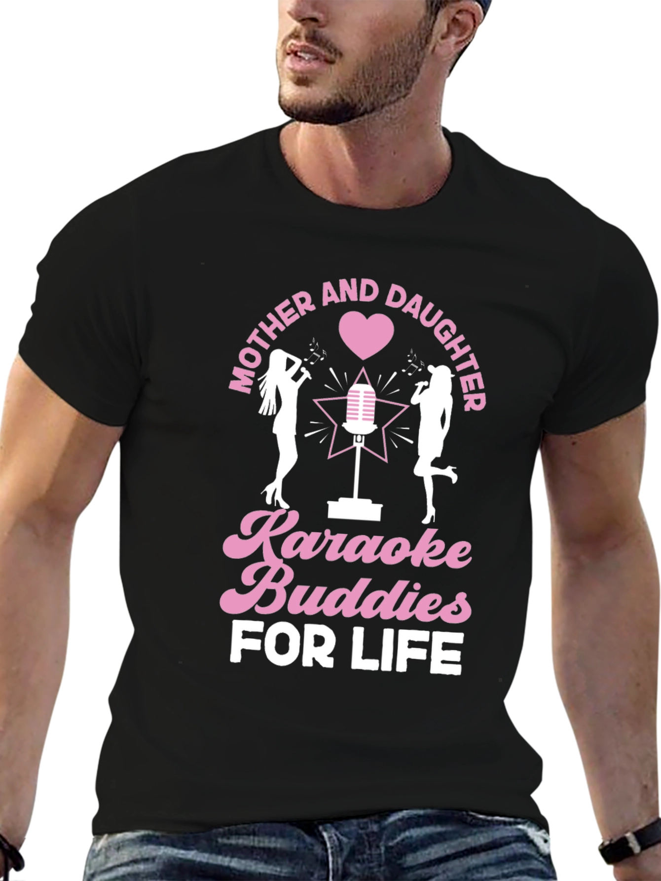 Mother and Daughter Karaoke Buddies Black Tee