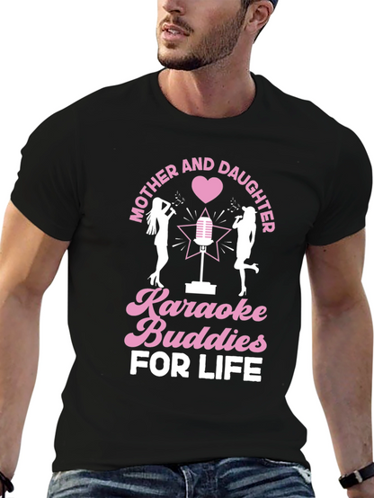 Mother and Daughter Karaoke Buddies Black Tee