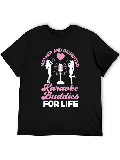 Mother and Daughter Karaoke Buddies Black Tee