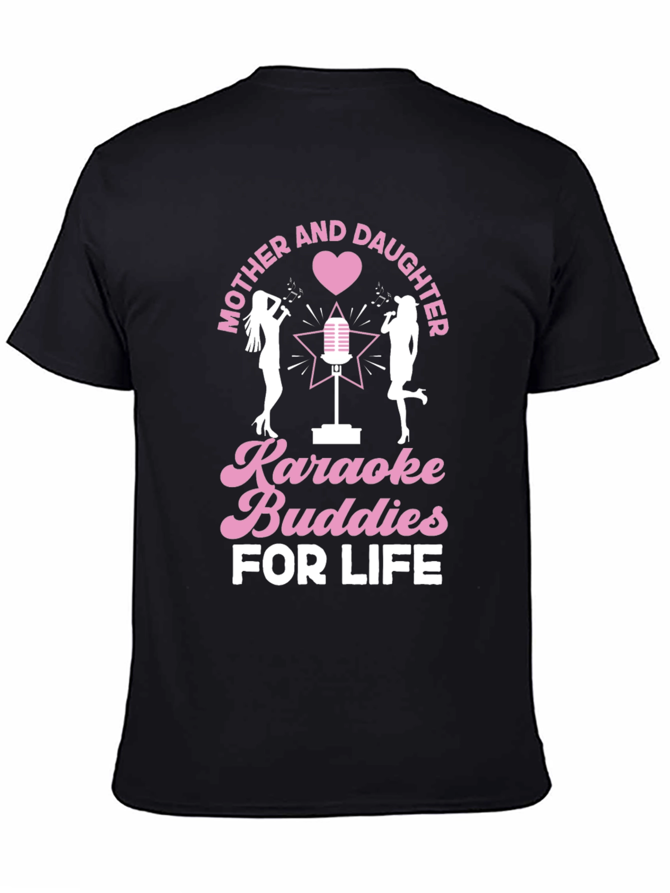 Mother and Daughter Karaoke Buddies Black Tee
