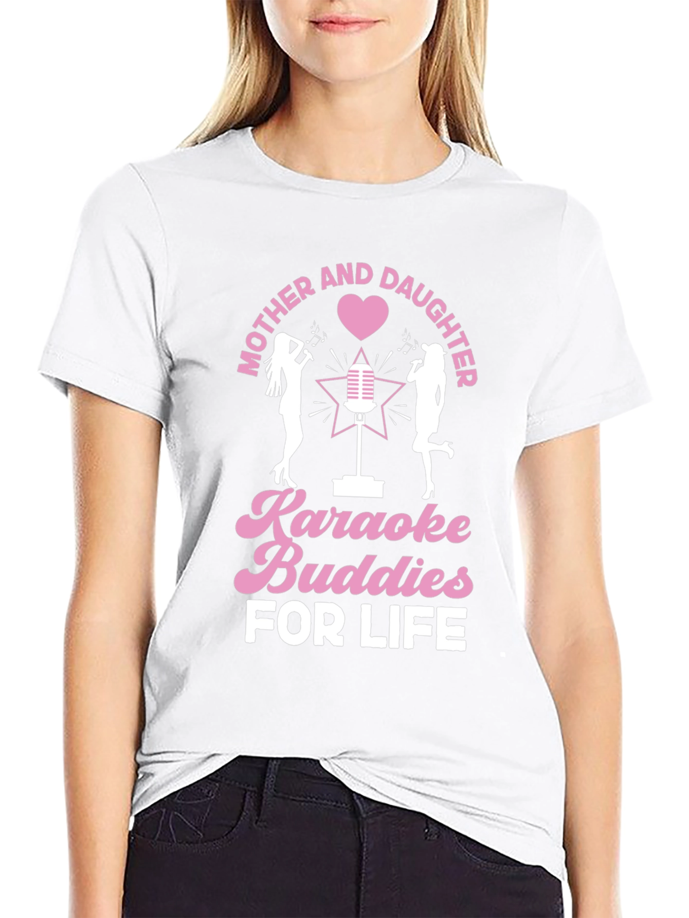 Mother and Daughter Karaoke Buddies Black Tee
