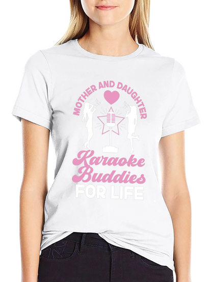 Mother and Daughter Karaoke Buddies Black Tee
