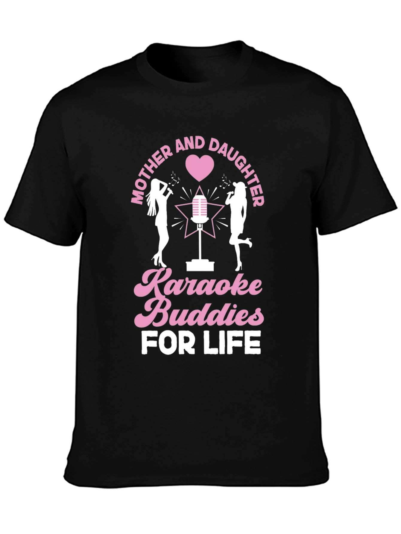 Mother and Daughter Karaoke Buddies Black Tee