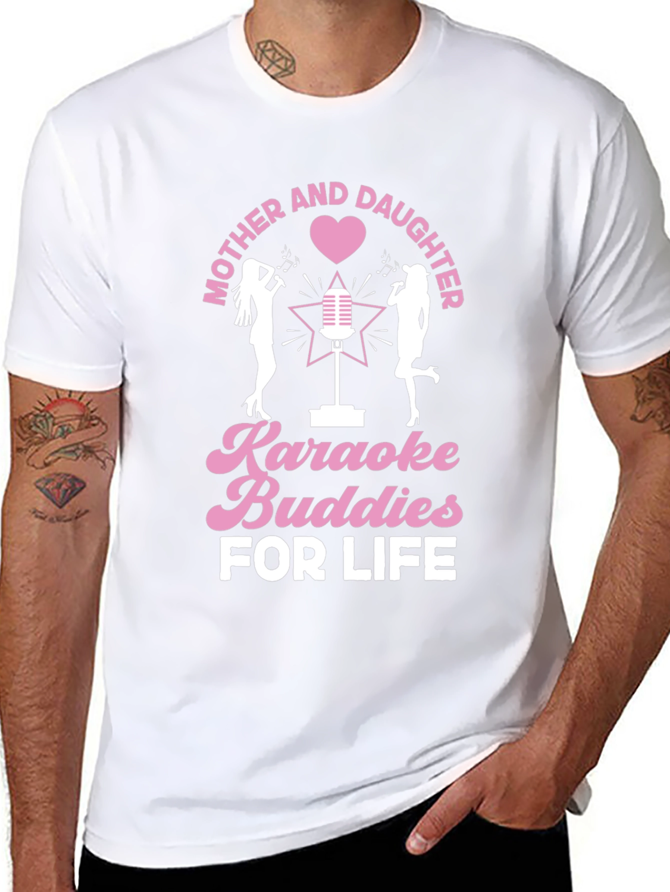 Mother and Daughter Karaoke Buddies Black Tee