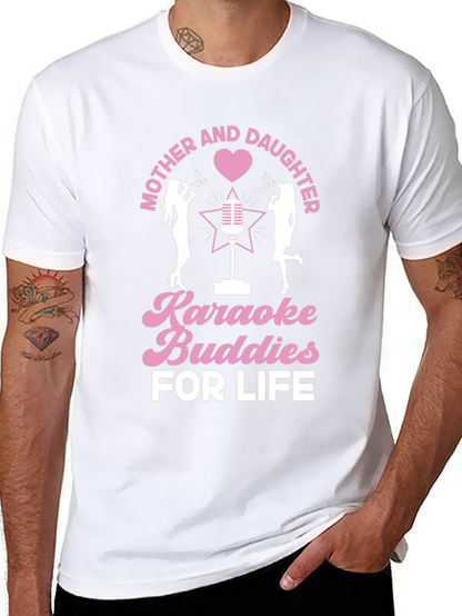 Mother and Daughter Karaoke Buddies Black Tee