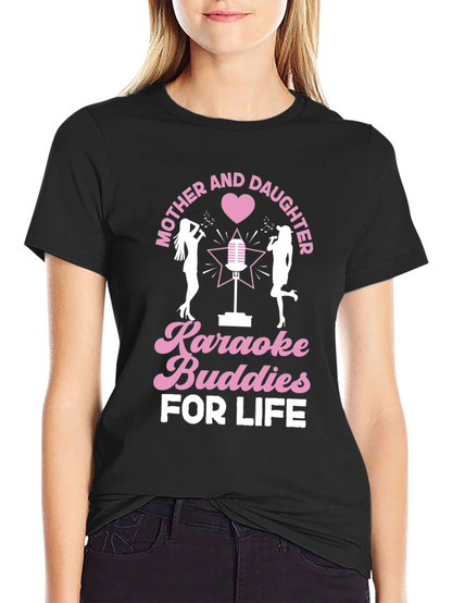 Mother and Daughter Karaoke Buddies Black Tee